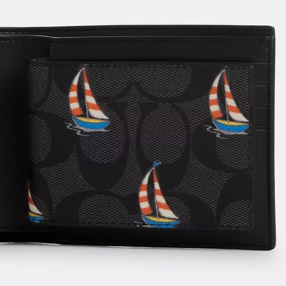 NWT COACH 3 In 1 Wallet In Signature Canvas With Sailboat Print - Picture 5 of 5